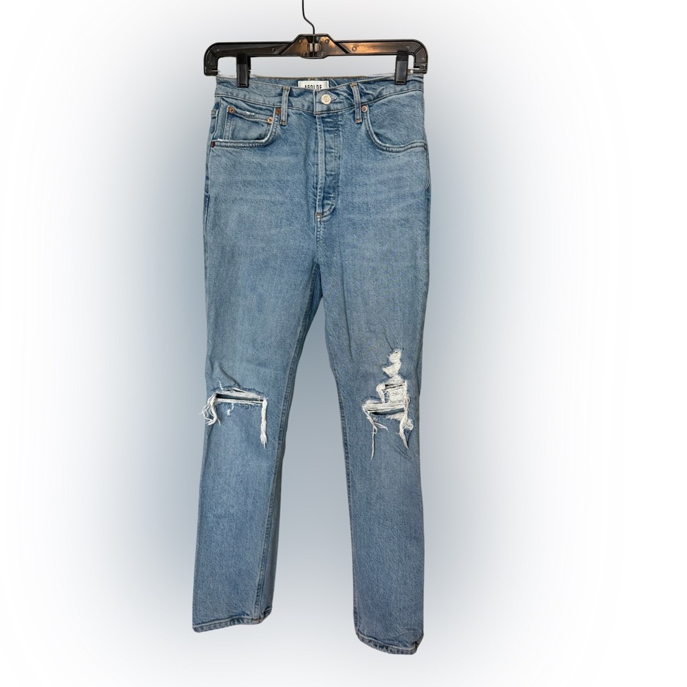 Agolde 90s Distressed Light-Wash Mid-Rise Straight-Leg Jeans